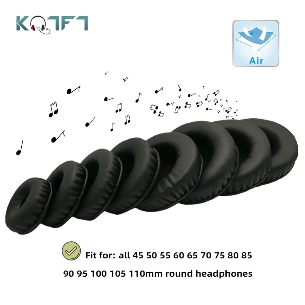 Черные сменные амбушюры KQTFT всех размеров для Superlux Axelvox JBL Sennheiser AKG Edifier круглые