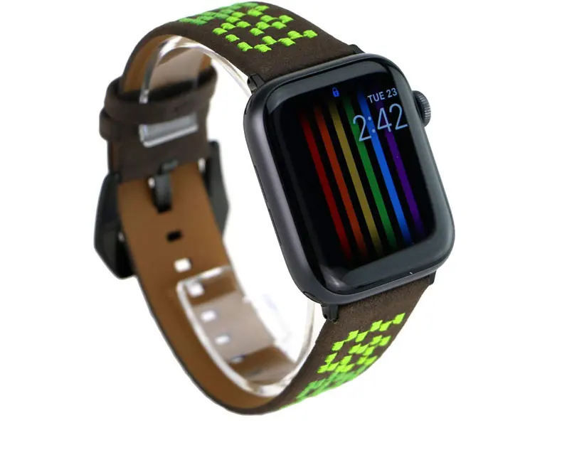 Вышитые кожаный ремешок для наручных часов Apple watch series 5/4/3/2/1 наручных часов Apple watch 38 мм 40 мм 42 44 мм наручных часов iwatch, браслет, аксессуары