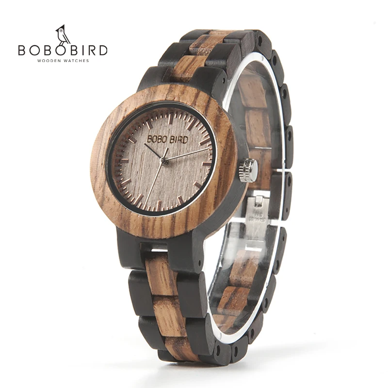 BOBO BIRD, женские деревянные часы, роскошный браслет, часы с двумя цветами, деревянный ремешок, женское платье, часы, relogio feminino V-N30