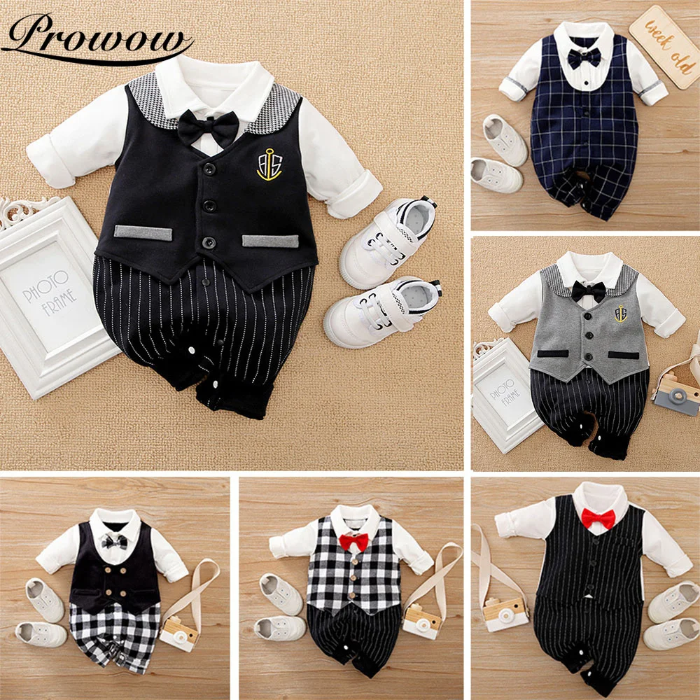 Prowow Men's Baby Clothes Gentleman Baby's Rompers Handsome Newborns Jumpsuit For Kids Toddler Costume Children's Overalls |