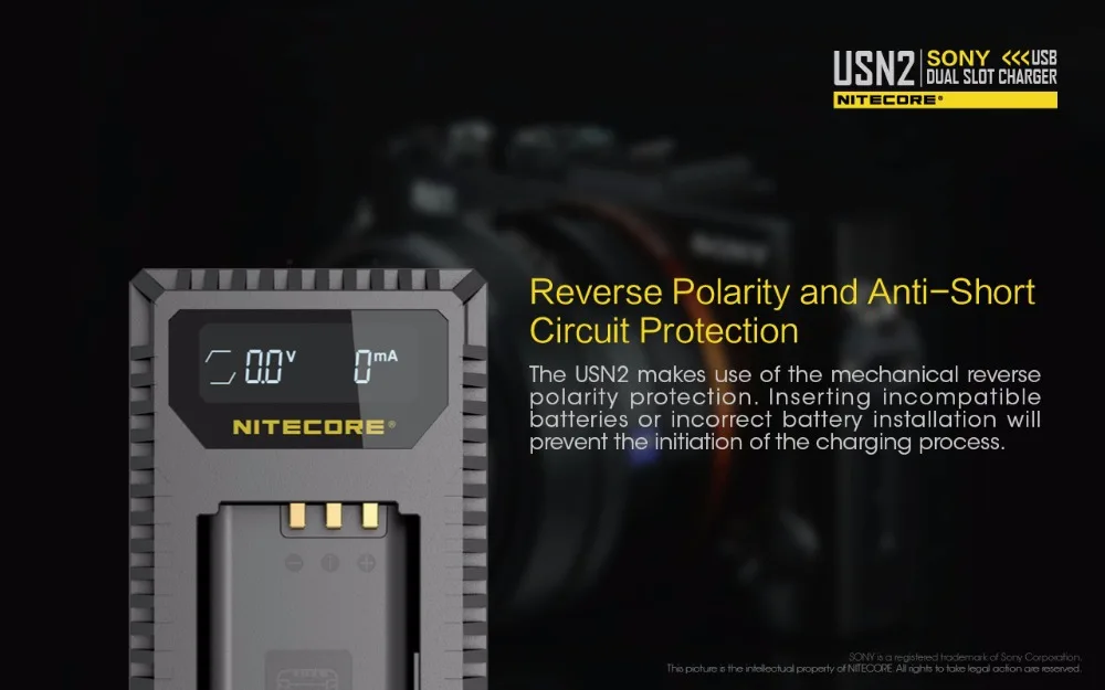 NITECORE USN2 цифровой двойной слот sony зарядные устройства для камеры NP-BX1 батареи DSC-HX350 DSC-H400 DSC-HX400 DSC-RX100M5