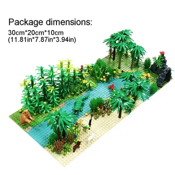

Jungle Building Blocks Set DIY Small Particle Scenery Parts Accessories with Baseplate Trees Plants Assembly Toy for Kid