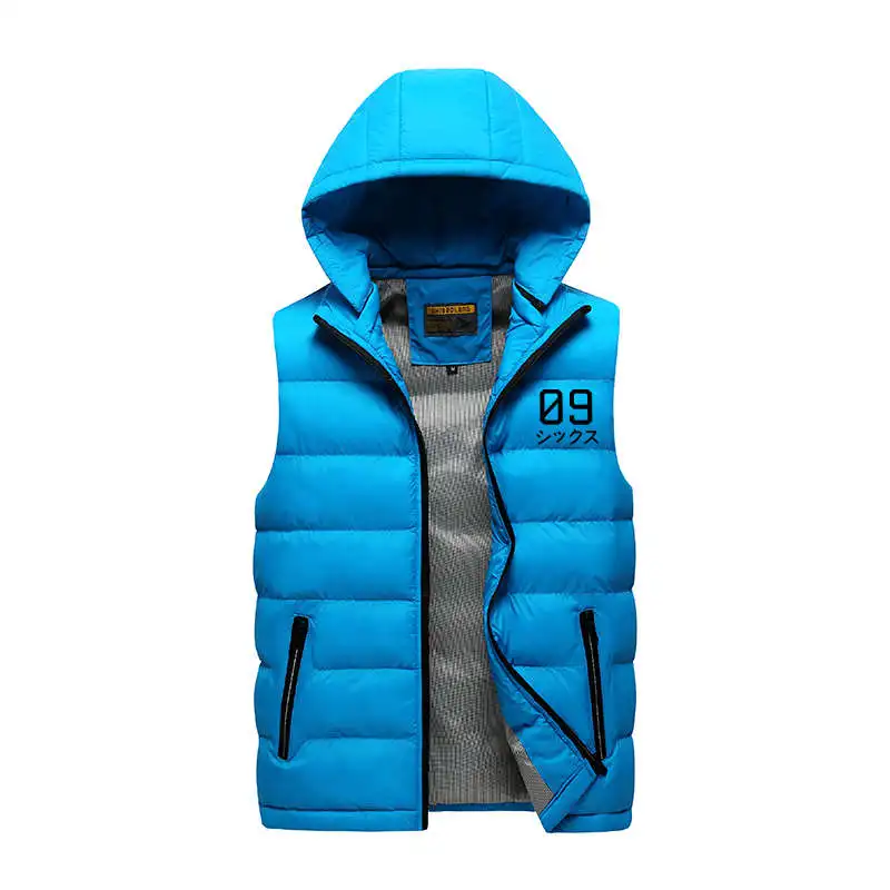 

Winter Mens Vests Fashion Men Sleeveless Hooded Jackets Male Cotton-Padded Vests Thicken Warm Waistcoats Clothing 5XL