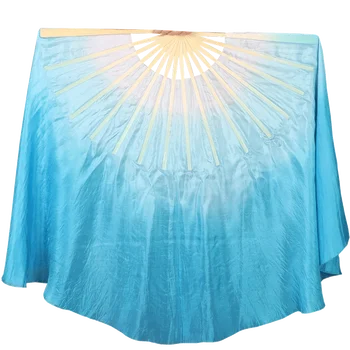 

Chinese Dance Hand Silk Gradient Color Yangge Hand Fan Long Floating Square Fans Dance Performance Props Abanicos Para Boda