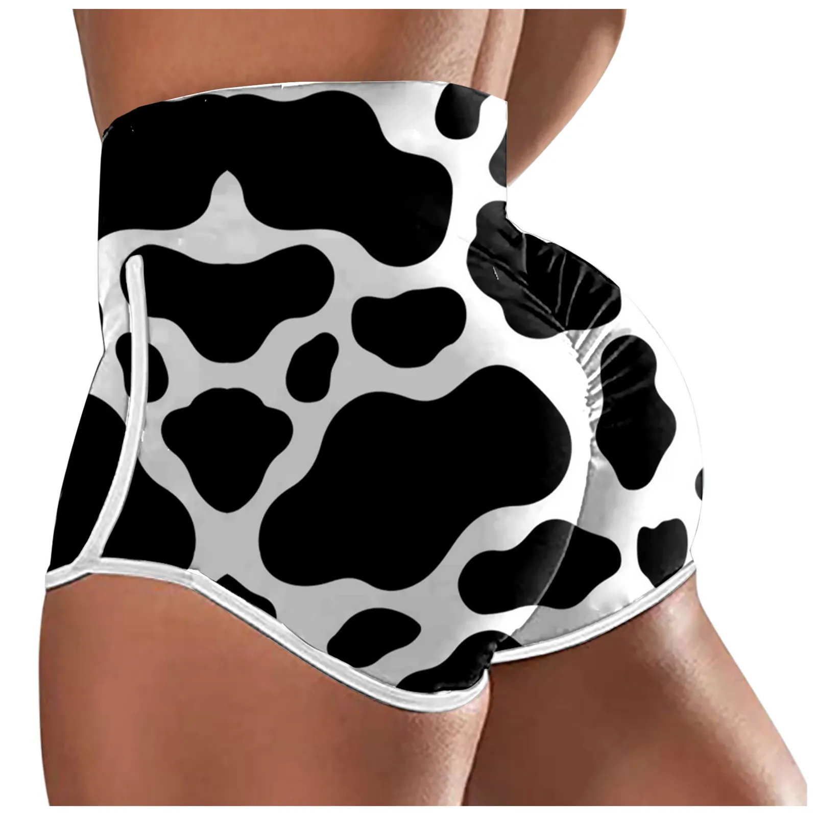 

Women's Sport Short Casual Cow Print Fitness Shorts Tight Short Slim Fit Sport Shorts High Waist Quick Dry Skinny Bike Shorts