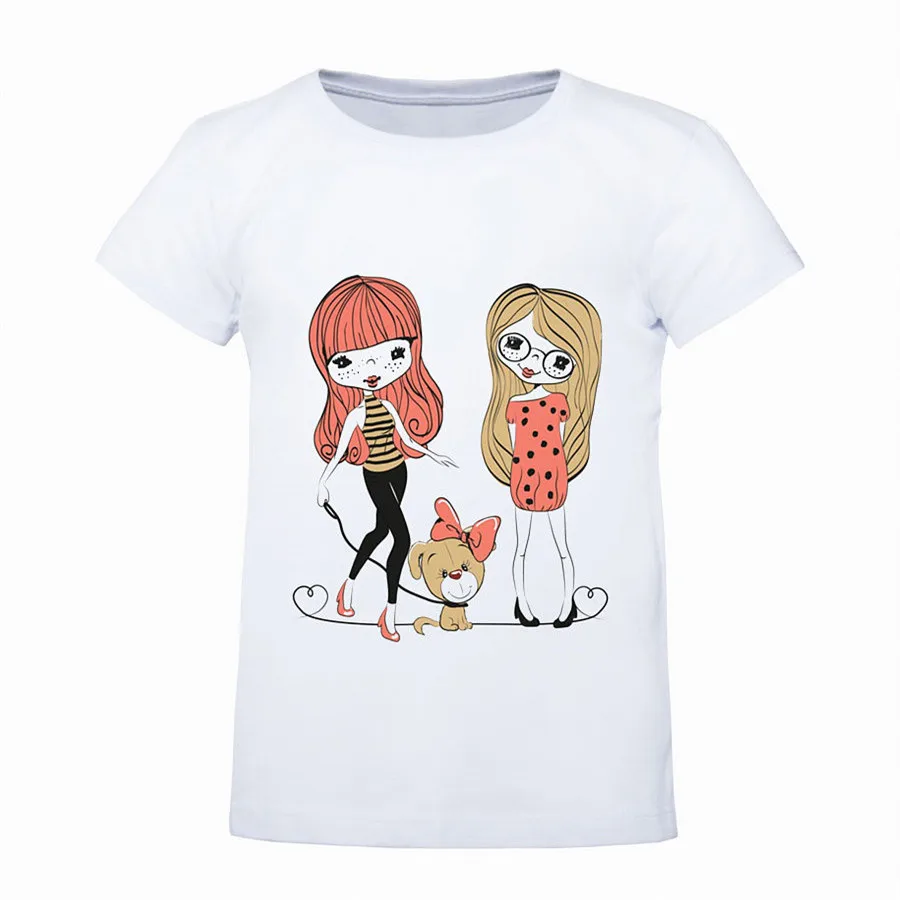 

New Cute Cartoon Print T shirt Girls Kid Clothes T Shirts For Girls Short Sleeve KT-1952