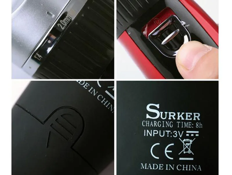 Surker, электрический триммер для волос, SK-RFC-508, тонкая настройка, 0,8-2 мм, подходит для всех возрастов, электрическая машинка для стрижки волос, триммер для бороды, перезаряжаемый