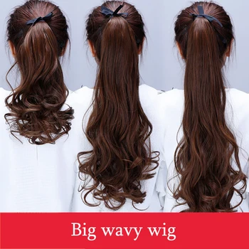 

Big Wave Ponytail Ladies Bandage Type High Temperature Resistant Fiber Synthetic Long Curly Hair Natural Lifelike Fluffy Cute