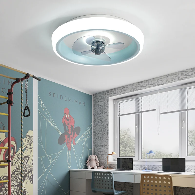 Nordic Modern Acrylic ABS Smart Led Ceiling Fan Light Colorful Children's Bedroom Dining Household Lighting Fan Integrated Lamp