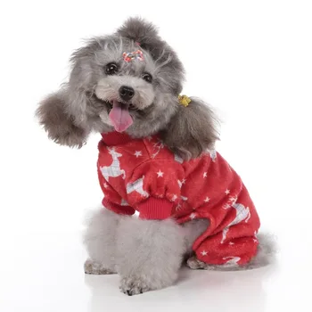 

Pet Christmas Outfits 4-legged Cartoon Pattern Costume Small And Medium Cold Weather Jumpsuit