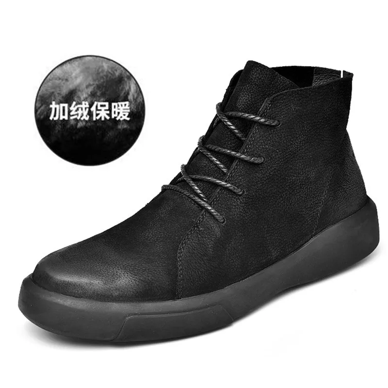 

Men's Martin Boots 2018 England Retro Mid-top Fashion Man Boots Full Leather Short Boots Korean-style Versatile Autumn And Winte