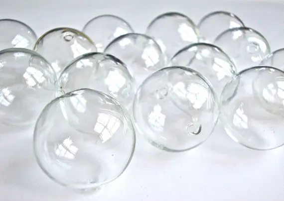 120pcs 14mm- 18mm Mini Empty Glass Ball Bottles Pendant Charms Vials Wish Bottles no caps Clear globe bubble crystal Glass Ball
