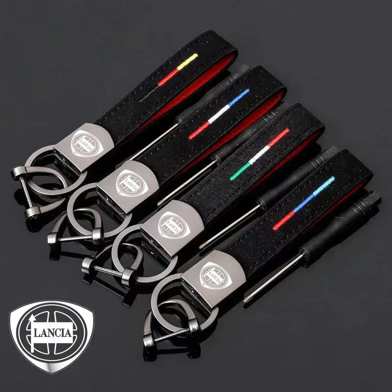 Car key chains three color embroidered leather ring For Lancia Delta Ypsilon Lybra Musa Kappa Voyager car general | Автомобили и