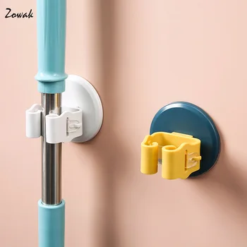 

3pcs Mop Holder Mop Broom Holder Wall Mounted Self Adhesive Storage Rack Hangers Broom Gripper Holds Anti Slip for Home Kitchen