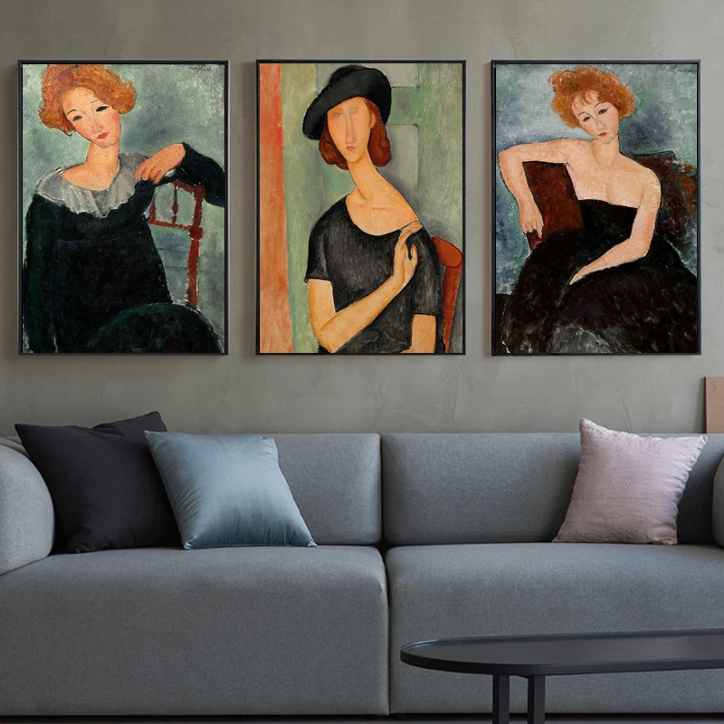 Portrait of Jeanne Hebuterne Canvas Paintings By Modigliani Famous Wall Art Posters and Prints Nordic Pictures Decor | Дом и сад