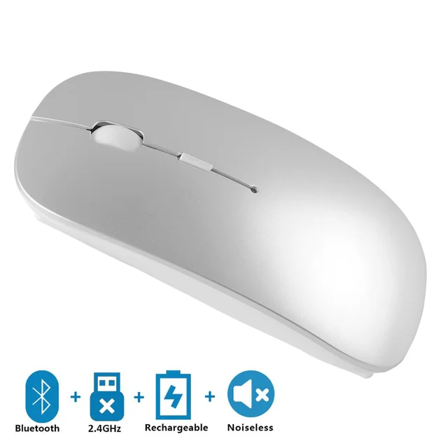 Souris Bluetooth sans fil, Rechargeable, USB, silencieuse, ergonomique,  pour ordinateur PC et Laptop, double Mode - AliExpress