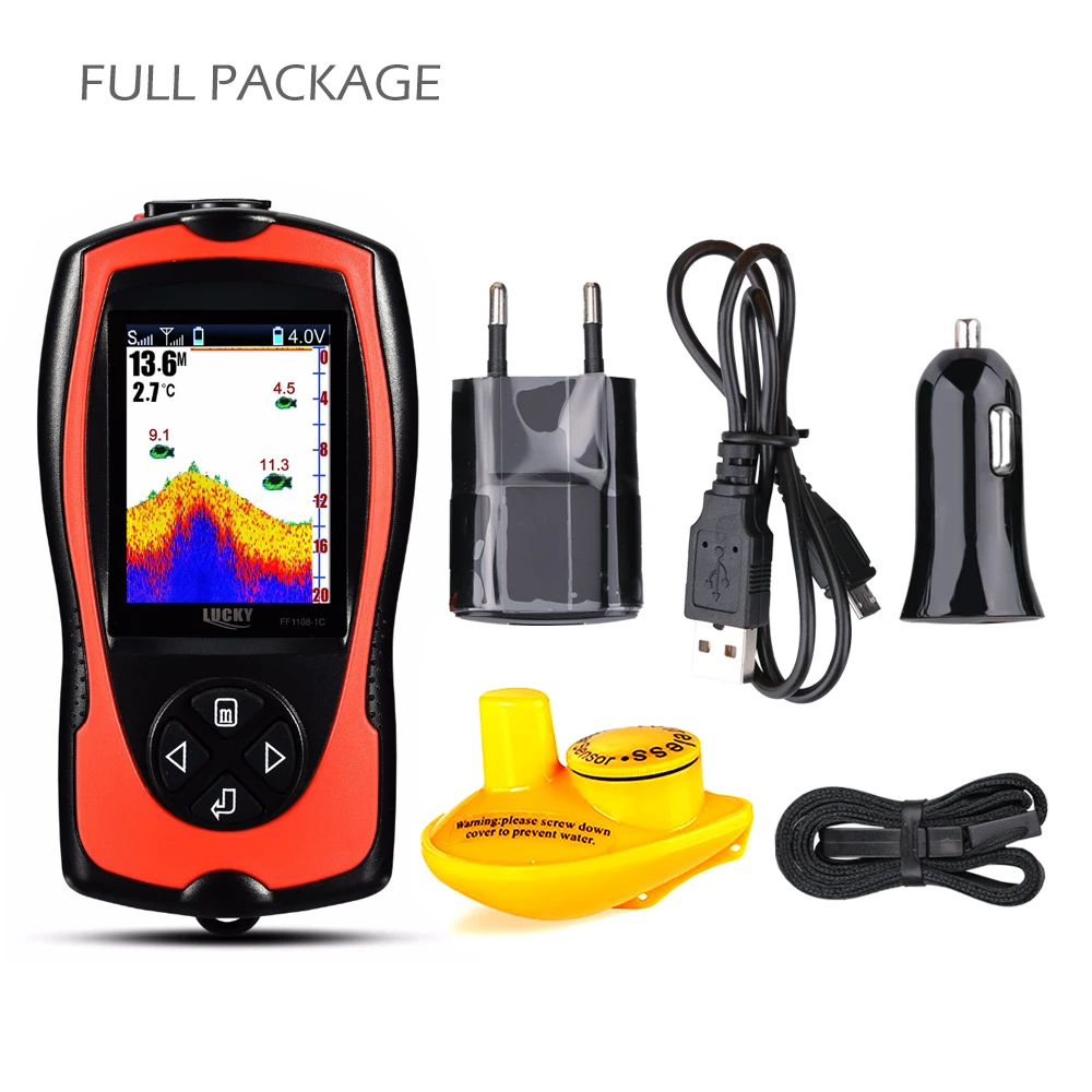 Lucky FF1108-1CW Wireless Sonar Fish Finder Transducer ICE/Ocean/Boat Alarm Fish Finder Sonar Sensor Father's Day Gift