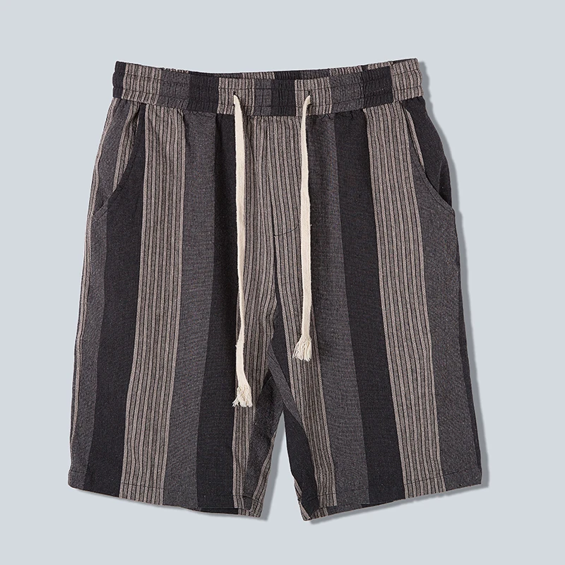 

Men's Shorts Linen Cotton Summer New Fashion Striped Casual Men Short Pants Mens Beach Pants Leisure 2020 Hot