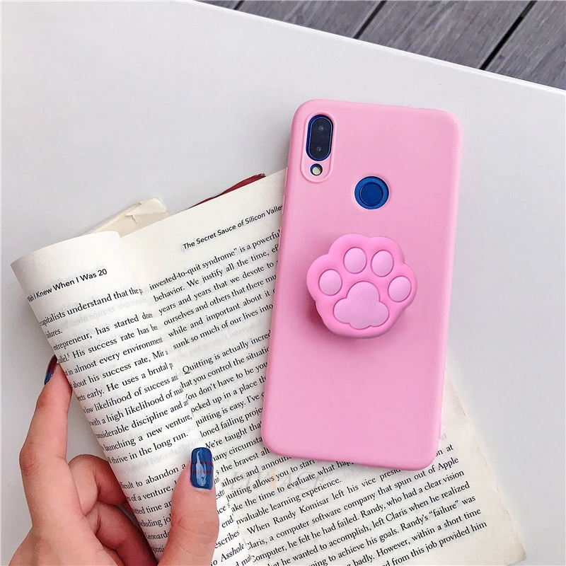Чехол-держатель для телефона с 3D рисунком для oppo realme xt x2 pro x lite q 3 5 pro c2 c1 мягкий силиконовый чехол-подставка с милым животным - Цвет: deep pink case claw