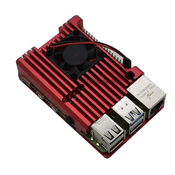 

for Raspberry Pi 4 Model B 2G RAM Kit with Red CNC Aluminum Alloy Protective Case Fan Cooling 5V 3A Power for Raspberry Pi 4B
