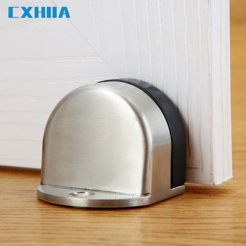 CXHIIA Stainless Steel Non Perforated Door Touch Bedroom Bathroom Invisible Anti-Collision Rubber Door Stop Stopper
