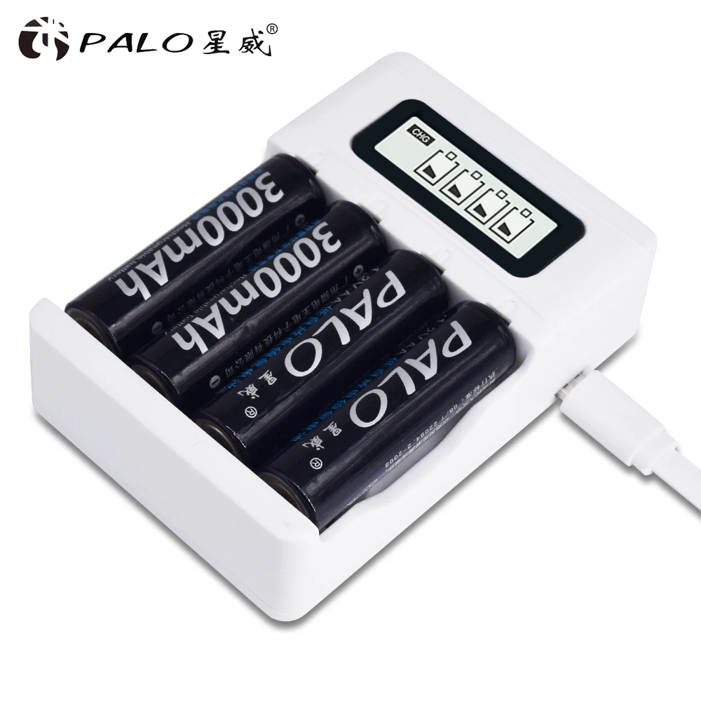Умное зарядное устройство PALO 1 2 в Ni MH AA 3000 мАч|ni-mh 3000mah|aa rechargeable batteryrechargeable battery aa |