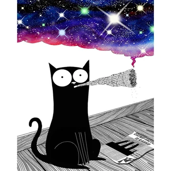 

DIY Painting By Numbers Sky Kit Oil Picture By Numbers Cat Animals Wall Art Painting on Canvas Home Decoration Gift