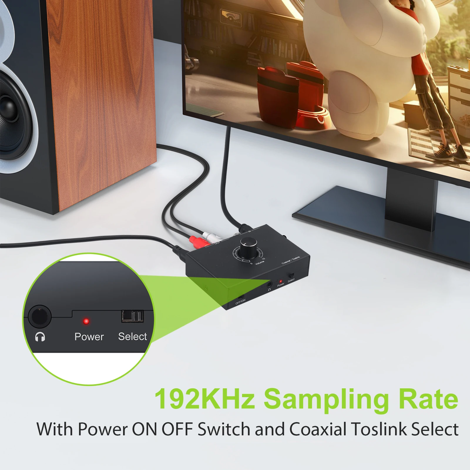 DAC Digital to Analog Audio Converter Optical to RCA Coaxial Toslink Digital PCM Audio to Analog L R Audio 3 5mm Headphone