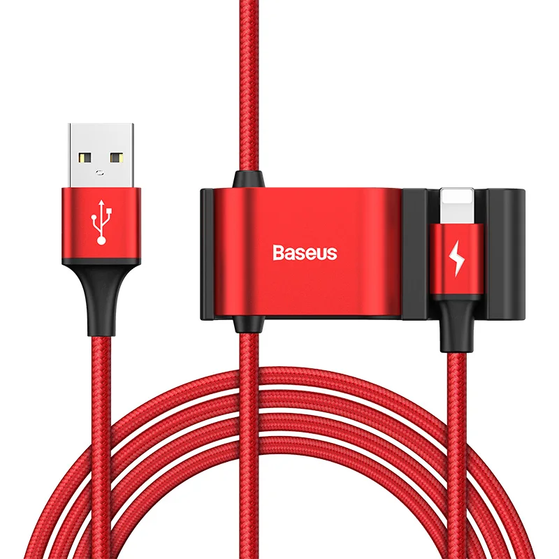 Baseus USB кабель для iPhone двойной USB зарядное устройство Автомобильное заднее сиденье usb зарядный кабель провод шнур адаптер для iPhone Xs Max XR X 8 7 Plus - Цвет: Red