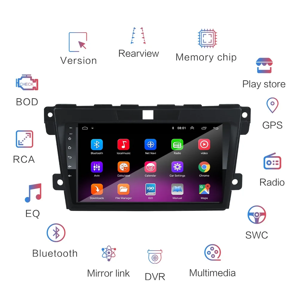 9 дюймов Android 9,1 Автомобильный gps для Mazda CX7 2008- навигация головное устройство тире стерео радио мультимедийный плеер Wifi Bluetooth