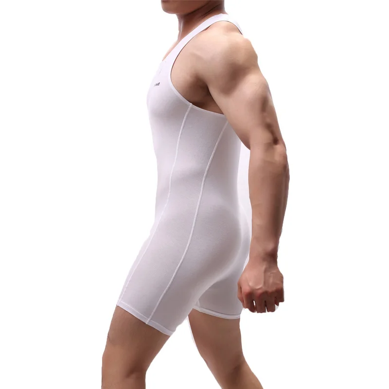 Sexy Men Undershirts Seamless Modal Jumpsuits Singlet Bodysuits Shorts Camisetas Tirantes Hombre Sports Gym Underwear Pajamas