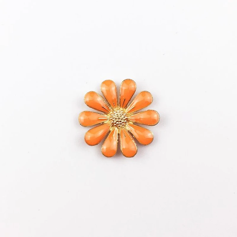 Orange 20 шт. разноцветные поделки маргаритки цветы сплав для ювелирных изделий DIY Волосы Свадебные украшения аксессуары серьги материал ремесло поставки - Цвет: Orange