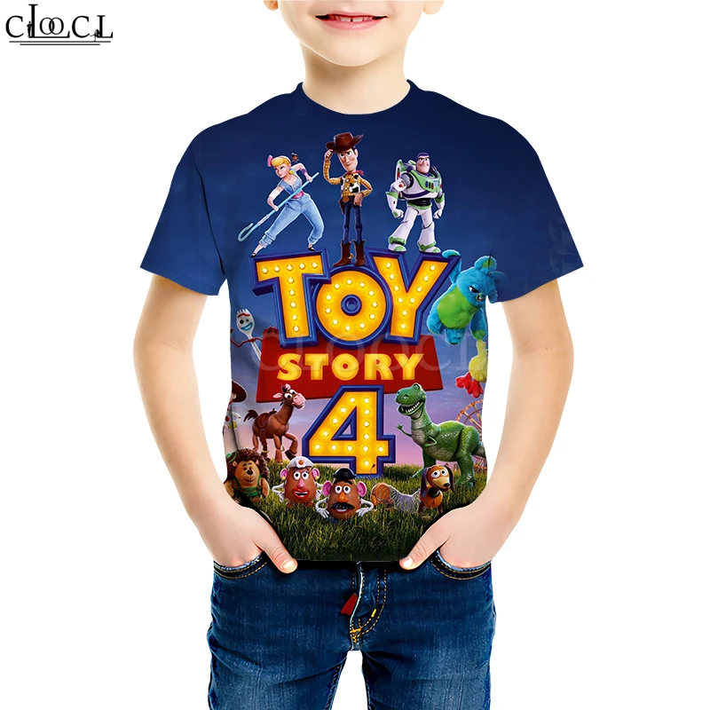 Kids T shirt 17 Футболки «История игрушек 4» «Ходячие игрушки» для мальчиков и девочек с 3D принтом, классические детские футболки с изображением шерифа Вуди форки, повседневные топы для детей - Цвет: Kids T shirt 17