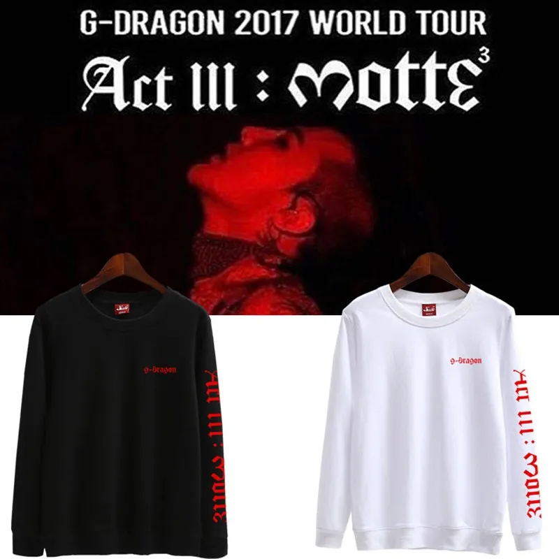Kpop Bigbang Sweatshirt GD G-dragon Act iii Motte Printing O Neck for Vips Fashion Pullover Loose Unisex Hoodies | Мужская одежда