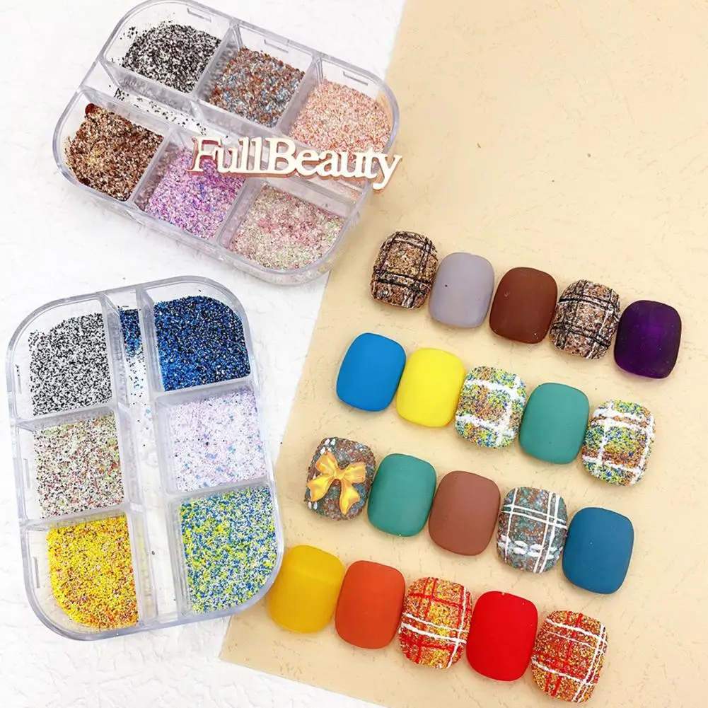 Winter Woolen Nails Powder Knit Weave Grain Effect Mixed Color Sand Pigment Dust Manicure Nail Art Glitter Decoration