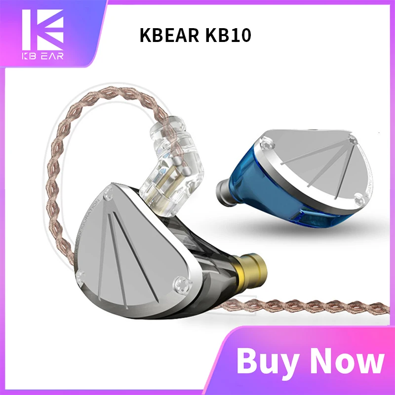 KBEAR KB10 10BA in ear наушники HiFi монитор для игр 0 75 мм с золотым напылением булавки