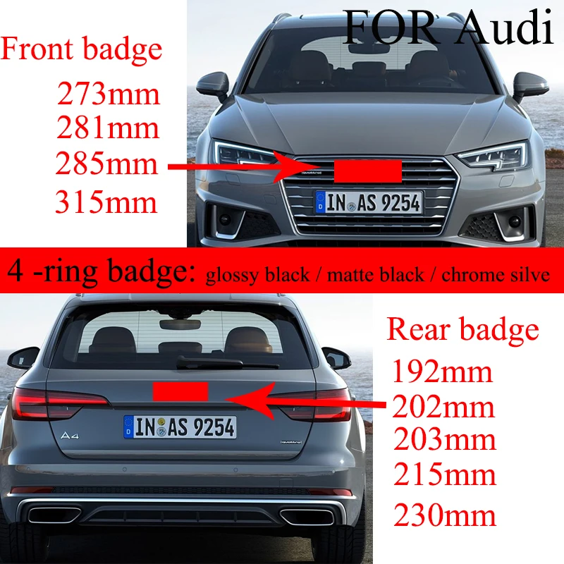Глянцевая черная эмблема с логотипом для A3 A4 A4L A6L TT Q3 Q5 Q7 A5 A7 RS3 RS4 RS5 RS6 передние и