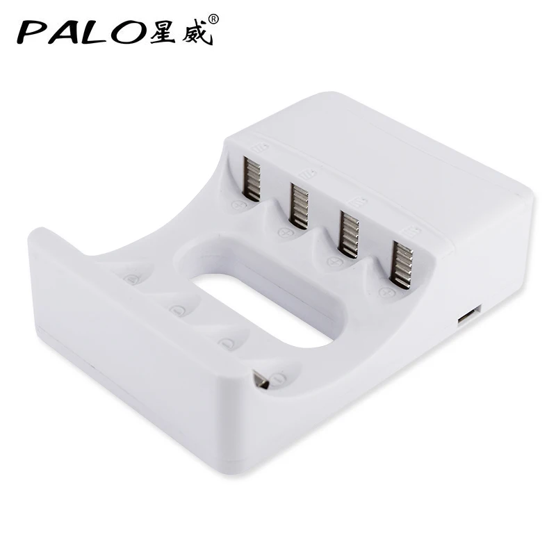 Зарядное устройство PALO нового типа USB для AA AAA NIMH NiCd, перезаряжаемый аккумулятор+ 4 шт. батарейки AAA