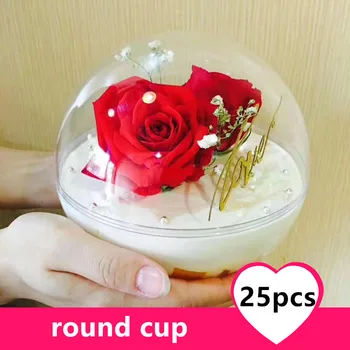 

25pcs High quality transparent basking diy decor plastic cups 120ml small round cake dessert ice cream packaging cups with lid