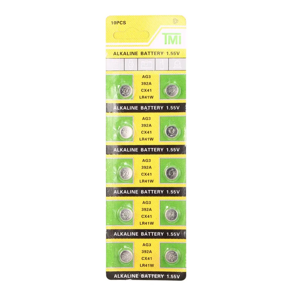 

10pcs AG3 Button Watch Battery LR41 LR736 392 392A SR41SW CX41 SR736 SR41 Cell Coin Batteries High Capacity New Arrivals