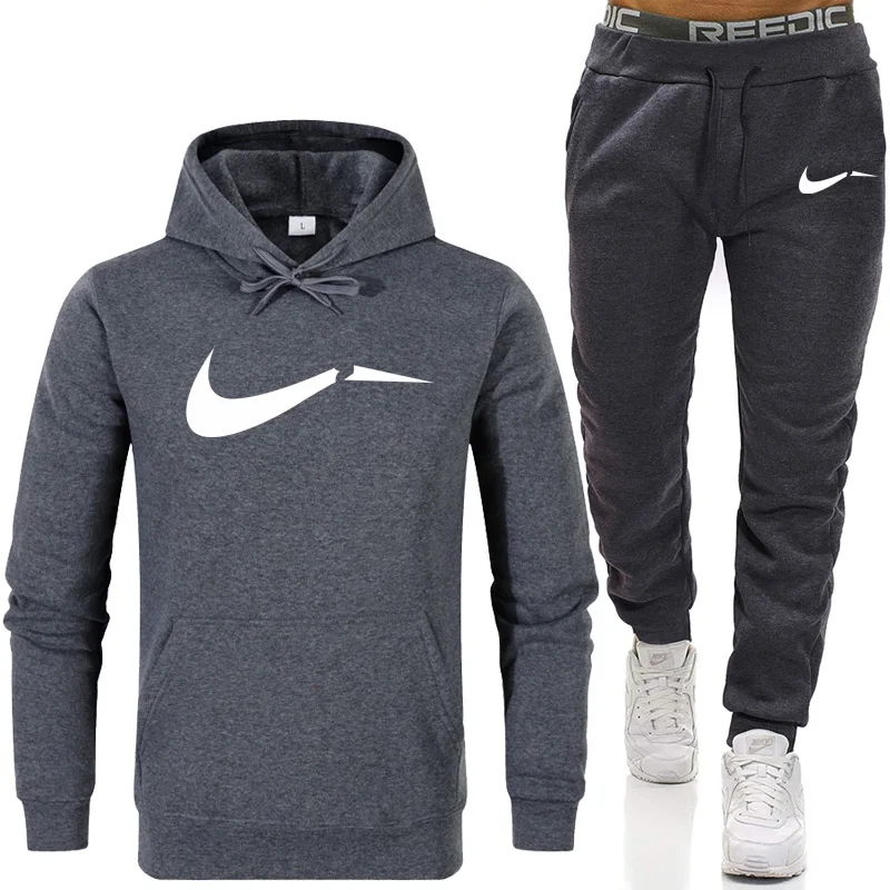 

2019 New Fashion Men Hoodies Suits Brand Tracksuit Men Hip Hop Sweatshirts+Sweatpants Autumn Winter Fleece Hooded Pullover