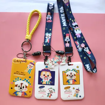 

New Cartoon Work Card Holders Boy Girls Bank Credit Card Bag Neck Strap Card Bus ID Holders Ldentity Badge With Lanyard Pendants