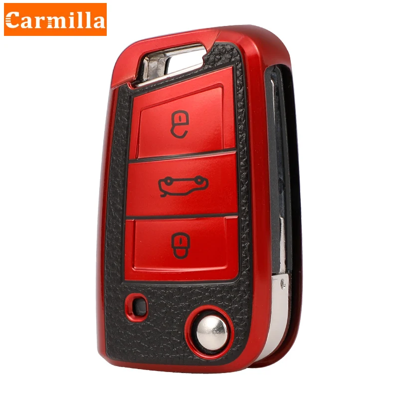 Tpu Leather Car Key Case Cover for VW Volkswagen Golf 7 MK7 Tiguan MK2 for SEAT Ateca Leon FR 2 Ibiza Skoda Octavia A7 key case key case cover