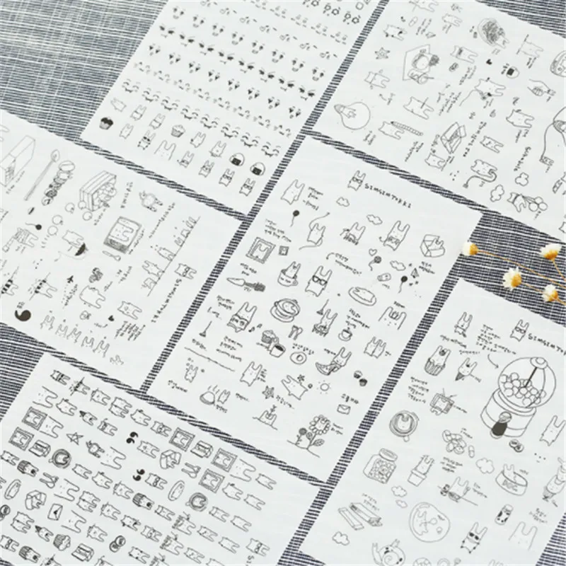 

6 Sheets/lot 1 Sheet Creative Cute Rabbit Mini Paper Sticker Decoration Ablum Diary Scrapbooking Label Sticker Kawaii Stationery