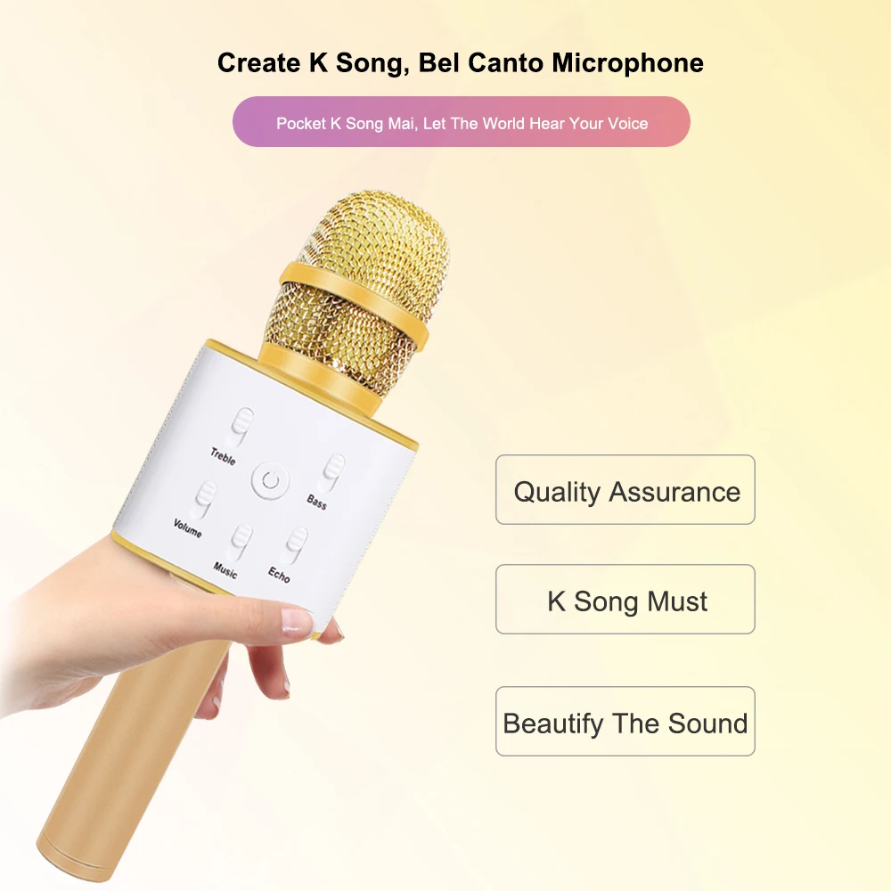 Q7 Bluetooth микрофон беспроводной Смартфон ручной с двумя динамиками домашний КТВ