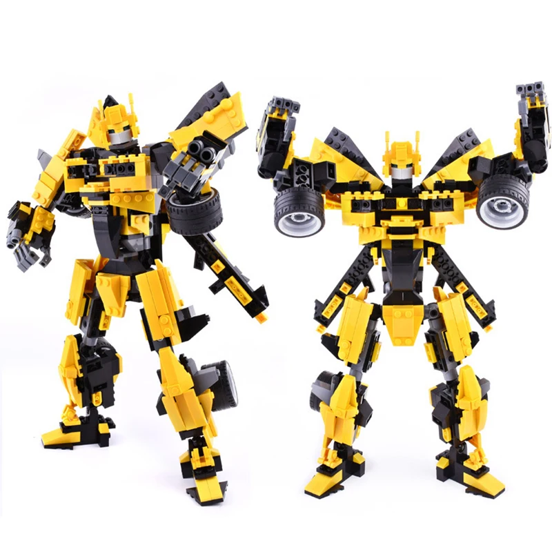 2 в 1 Bumblebee большой робот желтый автомобиль собранные модели развивающие игрушки для детей подарок Строительные блоки Набор кирпичей