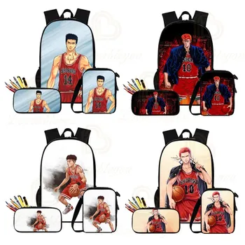 

2020 Oxford Cloth Bag Three-piece Set SLAM DUNK Sakuragi Flower Road Backpack 3D Backpack College Style Backpack