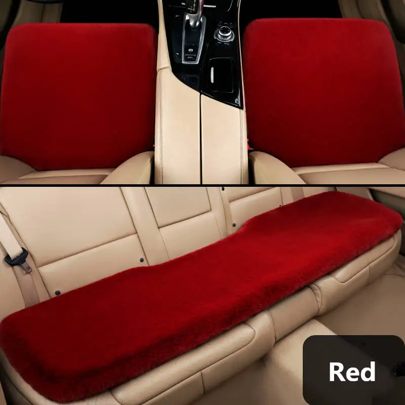 Red 1 PCS Теплый чехол для сиденья автомобиля Универсальная зимняя плюшевая подушка из искусственного меха Зимние украшения одежды и обуви для автомобиля защитный коврик на сиденье аксессуары для салона автомобиля - Название цвета: Red 1 PCS