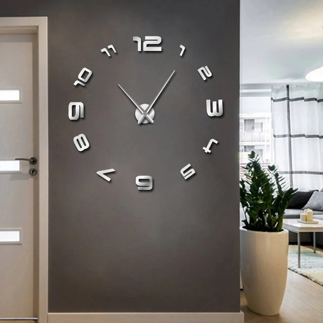 Enfermedad Más temprano Latón Reloj de números para pared árabe Diy diseño moderno reloj gigante de pared  efecto espejo 3D pegatina de pared sin marco gran reloj de pared -  AliExpress
