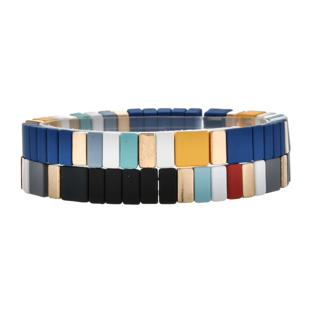 Bracelet Jewelry Tile Bracelets Dainty Stacked Bracelets Rainbow Elastic Women